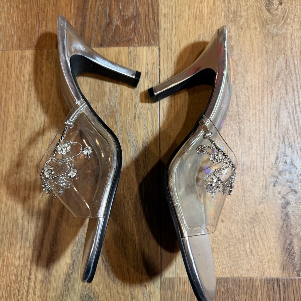 Vintage Y2K Cinderella Heels Clear Heeled Sandals Y2K High Heels Fairy Prom - Picture 9 of 14